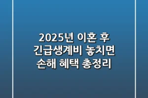 2025년 이혼 후 긴급생계비 놓치면 손해 혜택 총정리