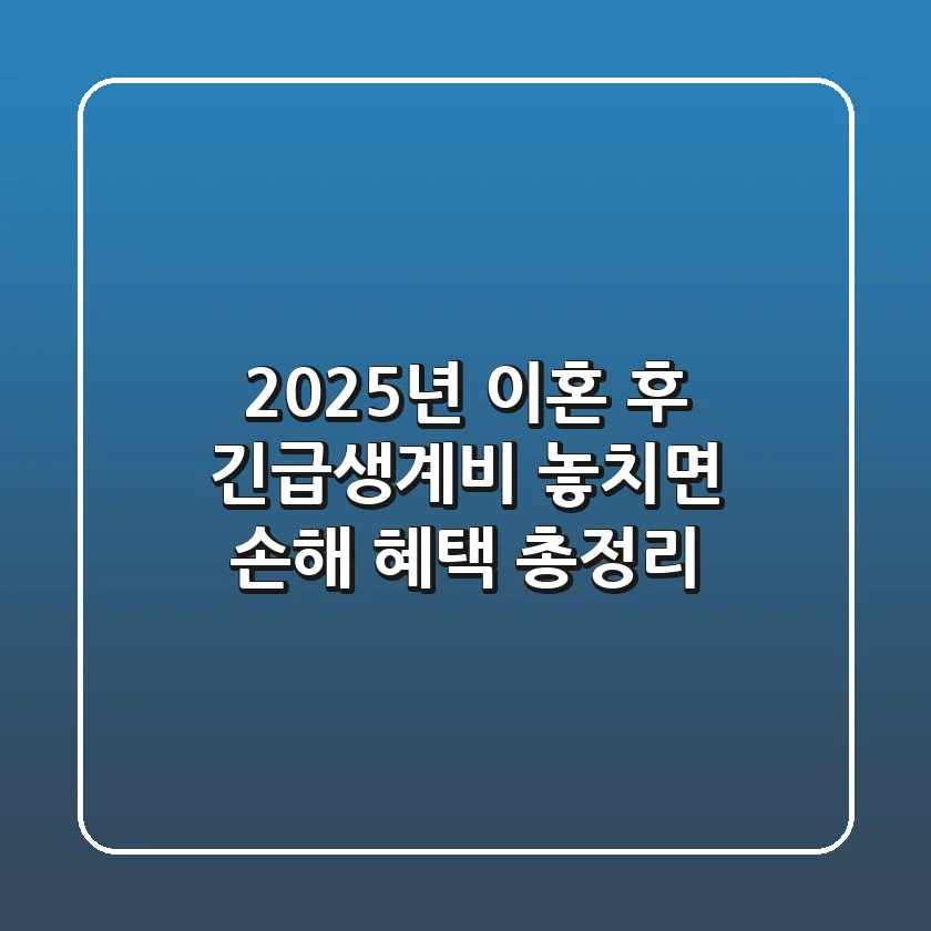 2025년 이혼 후 긴급생계비 놓치면 손해 혜택 총정리