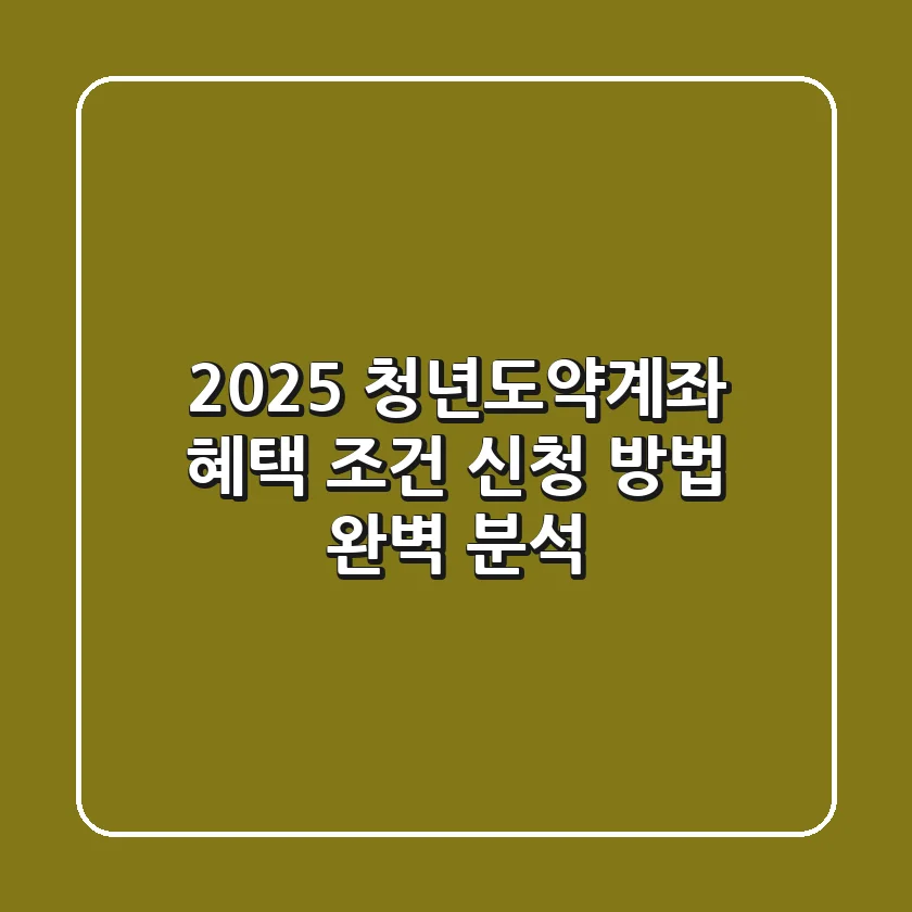 2025 청년도약계좌 혜택 조건 신청 방법 완벽 분석