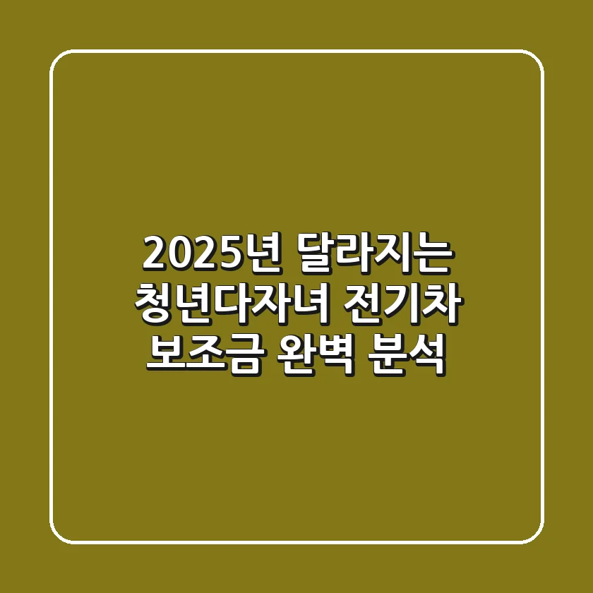 2025년 달라지는 청년다자녀 전기차 보조금 완벽 분석
