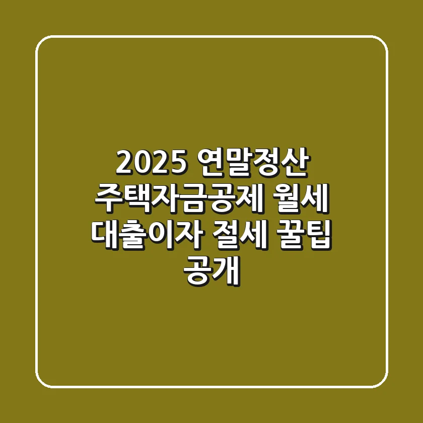 2025 연말정산 주택자금공제: 월세, 대출이자 절세 꿀팁 공개!
