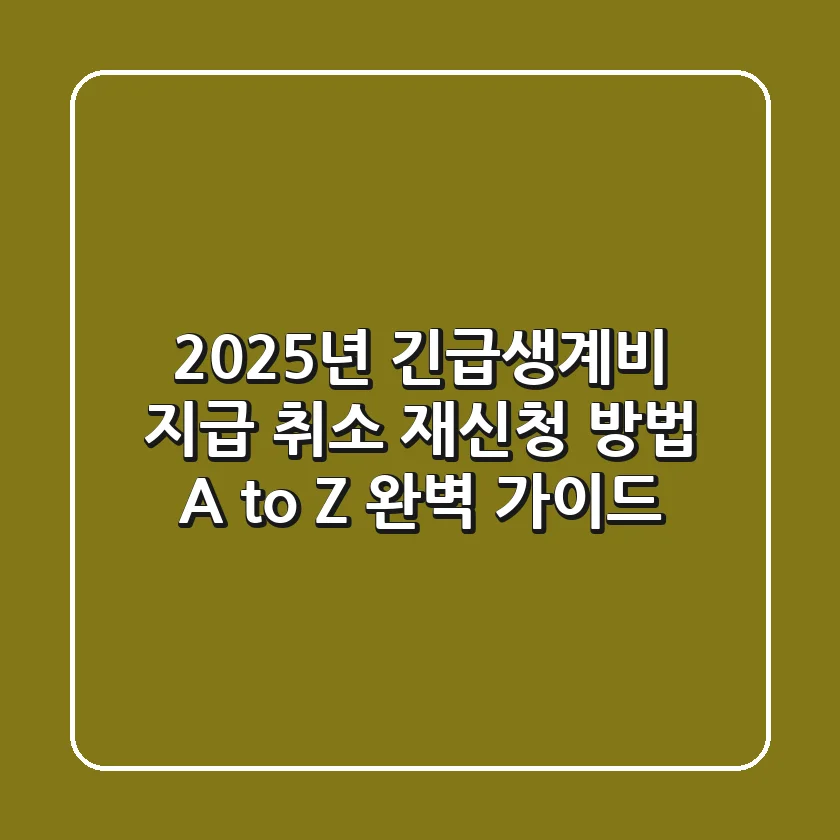 2025년 긴급생계비 지급 취소? 재신청 방법 A to Z 완벽 가이드!