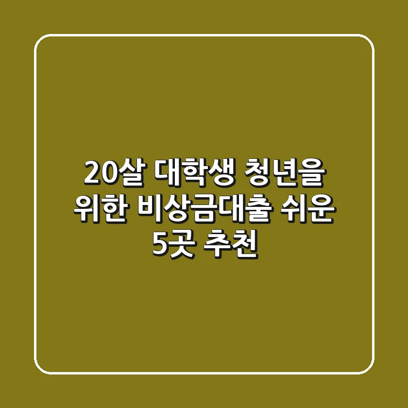 20살 대학생 청년을 위한 비상금대출 쉬운 5곳 추천