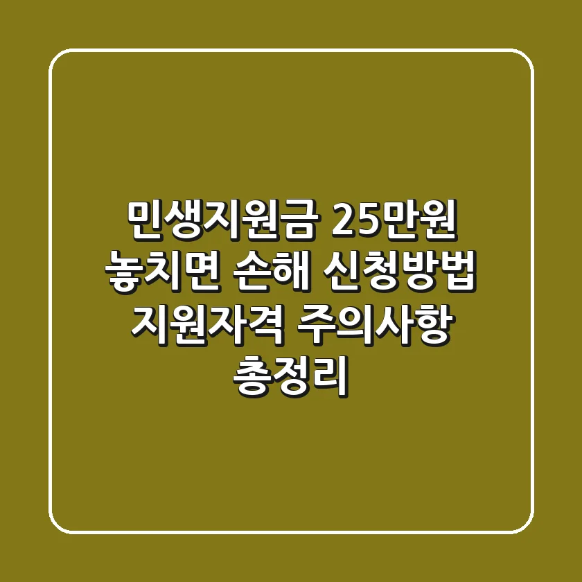 민생지원금 25만원, 놓치면 손해! 신청방법, 지원자격, 주의사항 총정리