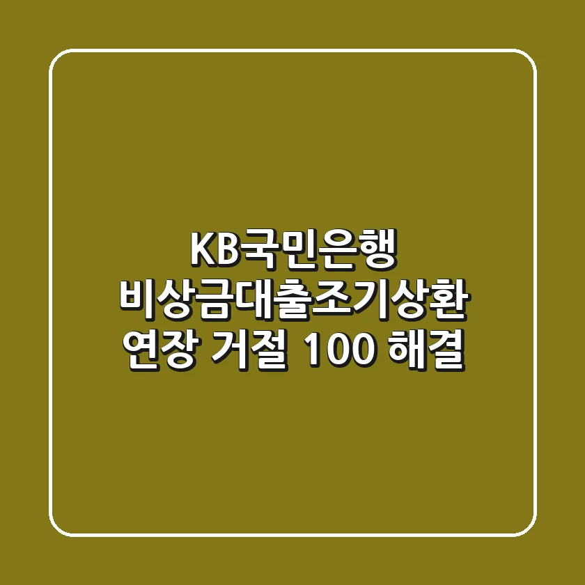 KB국민은행 비상금대출조기상환, 연장, 거절? 100% 해결!