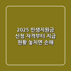 2025 민생지원금: 신청 자격부터 지급 현황, 놓치면 손해!💰