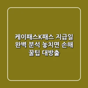 케이패스(K-패스) 지급일 완벽 분석! 놓치면 손해, 꿀팁 대방출!