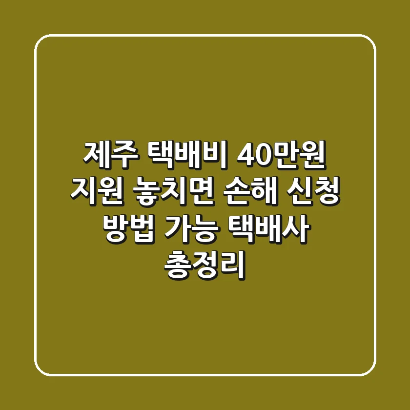제주 택배비 40만원 지원, 놓치면 손해! 신청 방법 & 가능 택배사 총정리