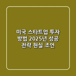 미국 스타트업 투자 방법: 2025년 성공 전략 & 현실 조언