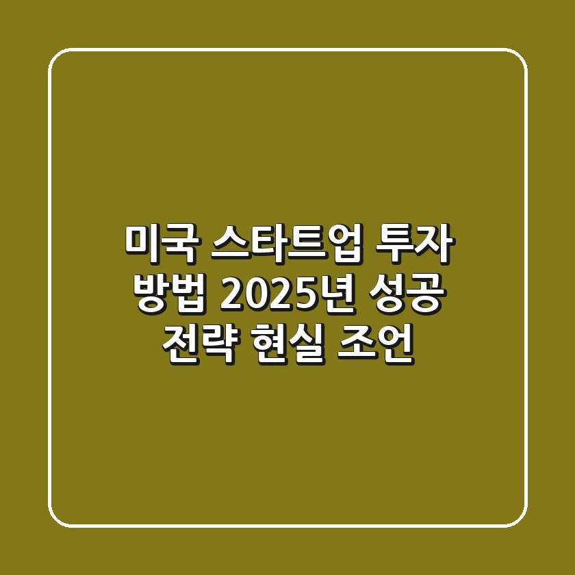 미국 스타트업 투자 방법: 2025년 성공 전략 & 현실 조언