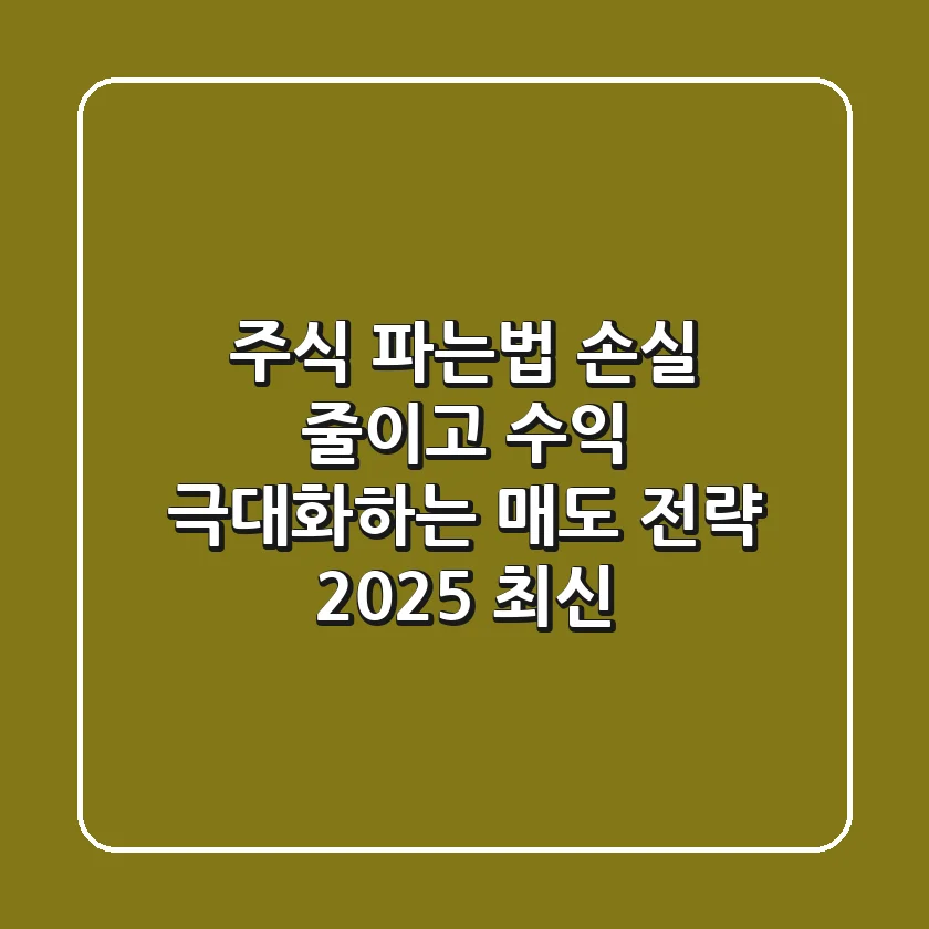 주식 파는법: 손실 줄이고 수익 극대화하는 매도 전략 (2025 최신)