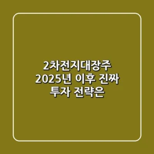 2차전지대장주, 2025년 이후 진짜 투자 전략은?