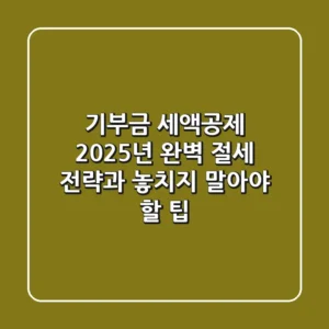 기부금 세액공제, 2025년 완벽 절세 전략과 놓치지 말아야 할 팁