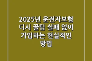 2025년 운전자보험 디시 꿀팁: 실패 없이 가입하는 현실적인 방법