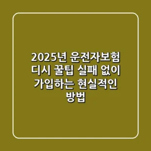 2025년 운전자보험 디시 꿀팁: 실패 없이 가입하는 현실적인 방법