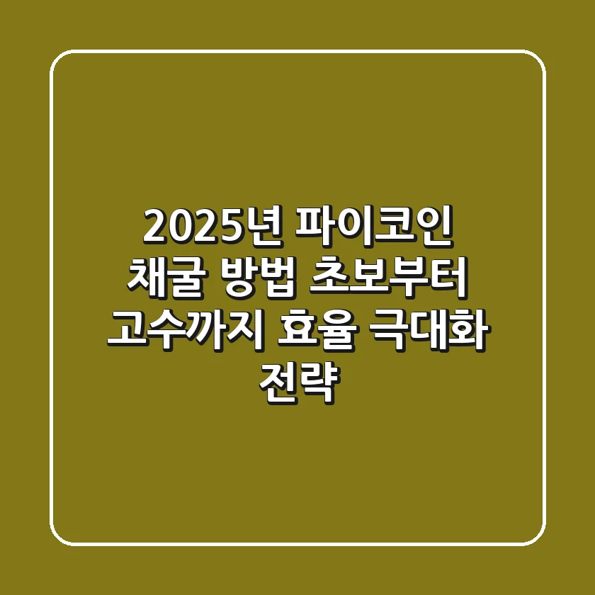 2025년 파이코인 채굴 방법: 초보부터 고수까지 효율 극대화 전략