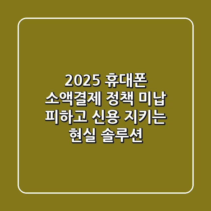 2025 휴대폰 소액결제 정책: 미납 피하고 신용 지키는 현실 솔루션