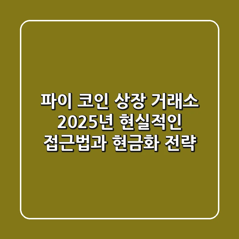 파이 코인 상장 거래소, 2025년 현실적인 접근법과 현금화 전략