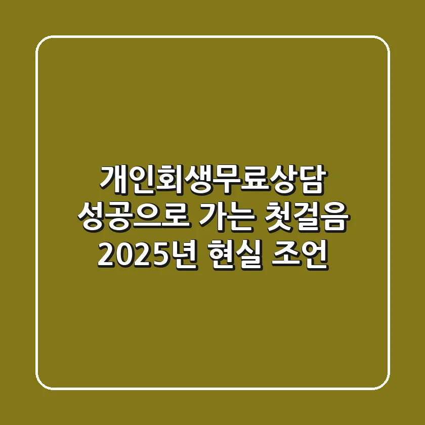 개인회생무료상담, 성공으로 가는 첫걸음! 2025년 현실 조언