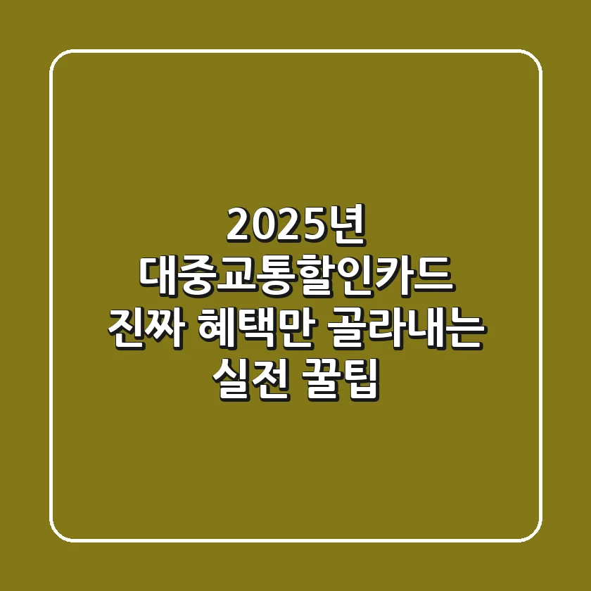 2025년 대중교통할인카드, 진짜 혜택만 골라내는 실전 꿀팁