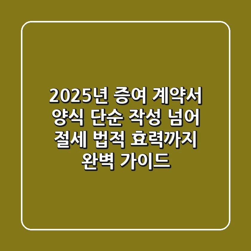 2025년 증여 계약서 양식, 단순 작성 넘어 절세 & 법적 효력까지 완벽 가이드