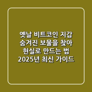 옛날 비트코인 지갑, 숨겨진 보물을 찾아 현실로 만드는 법 (2025년 최신 가이드)