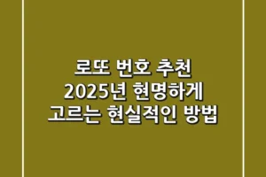 로또 번호 추천, 2025년 현명하게 고르는 현실적인 방법