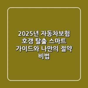 2025년 자동차보험, 호갱 탈출! 스마트 가이드와 나만의 절약 비법