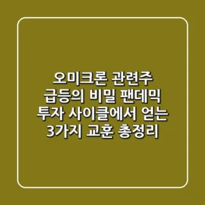 “오미크론 관련주 급등의 비밀”, 팬데믹 투자 사이클에서 얻는 3가지 교훈 총정리