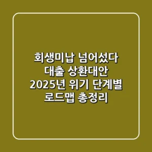 "회생미납 넘어섰다", 대출 상환대안 2025년 위기 단계별 로드맵 총정리