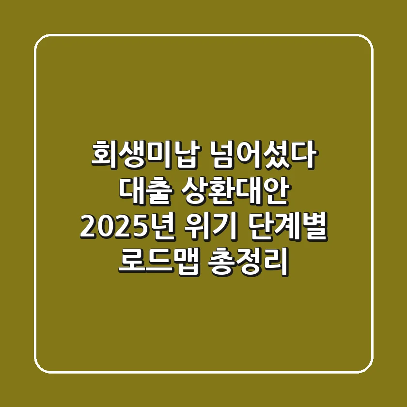 "회생미납 넘어섰다", 대출 상환대안 2025년 위기 단계별 로드맵 총정리