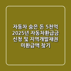 자동차 숨은 돈 5천억! 2025년 자동차환급금 신청 및 지역개발채권 미환급액 찾기