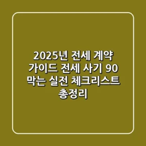 "2025년 전세 계약 가이드", 전세 사기 90% 막는 실전 체크리스트 총정리