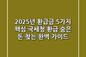 “2025년 환급금 5가지 핵심”, 국세청 환급, 숨은 돈 찾는 완벽 가이드