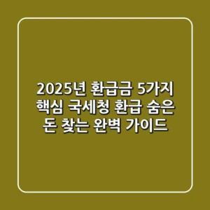 “2025년 환급금 5가지 핵심”, 국세청 환급, 숨은 돈 찾는 완벽 가이드