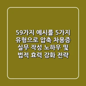 "59가지 예시를 5가지 유형으로 압축", 차용증 실무 작성 노하우 및 법적 효력 강화 전략