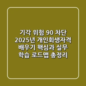 "기각 위험 90% 차단", 2025년 개인회생자격 배우기 핵심과 실무 학습 로드맵 총정리