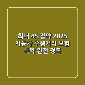 "최대 45% 절약?", 2025 자동차 주행거리 보험 특약 완전 정복