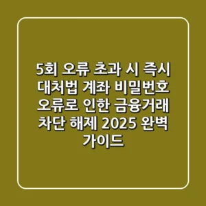 "5회 오류 초과 시 즉시 대처법", 계좌 비밀번호 오류로 인한 금융거래 차단 해제 2025 완벽 가이드