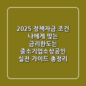2025 정책자금 조건, 나에게 맞는 금리·한도는? 중소기업·소상공인 실전 가이드 총정리