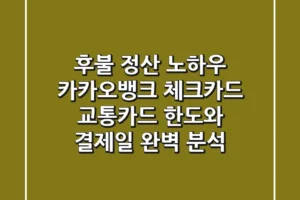 “후불 정산 노하우”, 카카오뱅크 체크카드 교통카드 한도와 결제일 완벽 분석