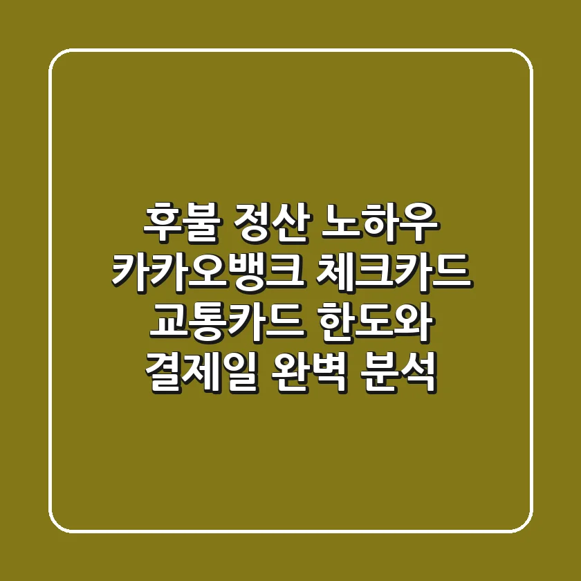 "후불 정산 노하우", 카카오뱅크 체크카드 교통카드 한도와 결제일 완벽 분석