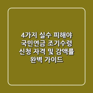 "4가지 실수 피해야", 국민연금 조기수령 신청 자격 및 감액률 완벽 가이드