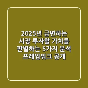 "2025년 급변하는 시장", 투자할 가치를 판별하는 5가지 분석 프레임워크 공개