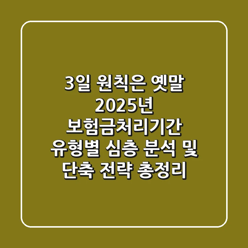 "3일 원칙은 옛말", 2025년 보험금처리기간 유형별 심층 분석 및 단축 전략 총정리