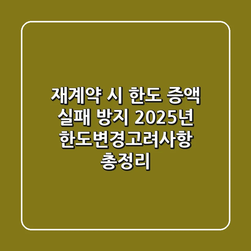 "재계약 시 한도 증액 실패 방지", 2025년 한도변경고려사항 총정리