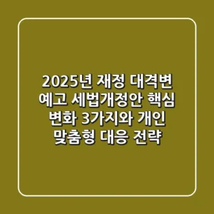 "2025년 재정 대격변 예고", 세법개정안 핵심 변화 3가지와 개인 맞춤형 대응 전략