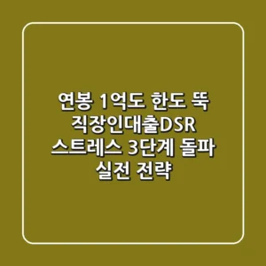 "연봉 1억도 한도 뚝?", 직장인대출DSR 스트레스 3단계 돌파 실전 전략