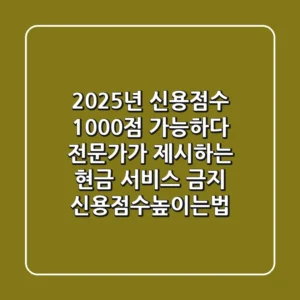 "2025년 신용점수 1,000점 가능하다", 전문가가 제시하는 '현금 서비스 금지' 신용점수높이는법
