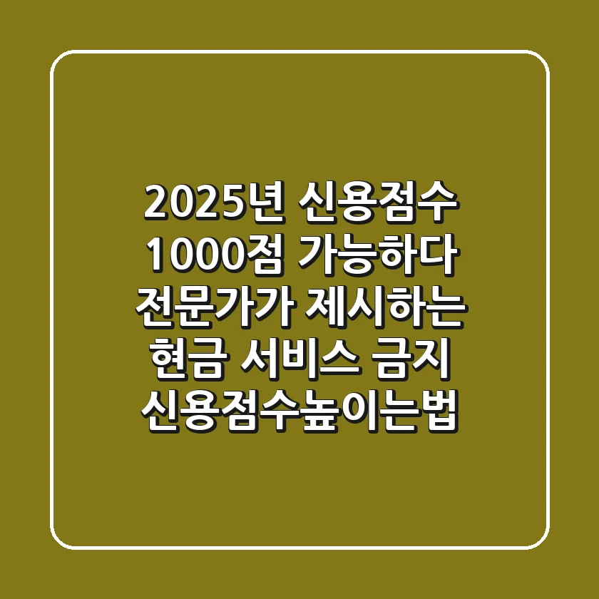 "2025년 신용점수 1,000점 가능하다", 전문가가 제시하는 '현금 서비스 금지' 신용점수높이는법